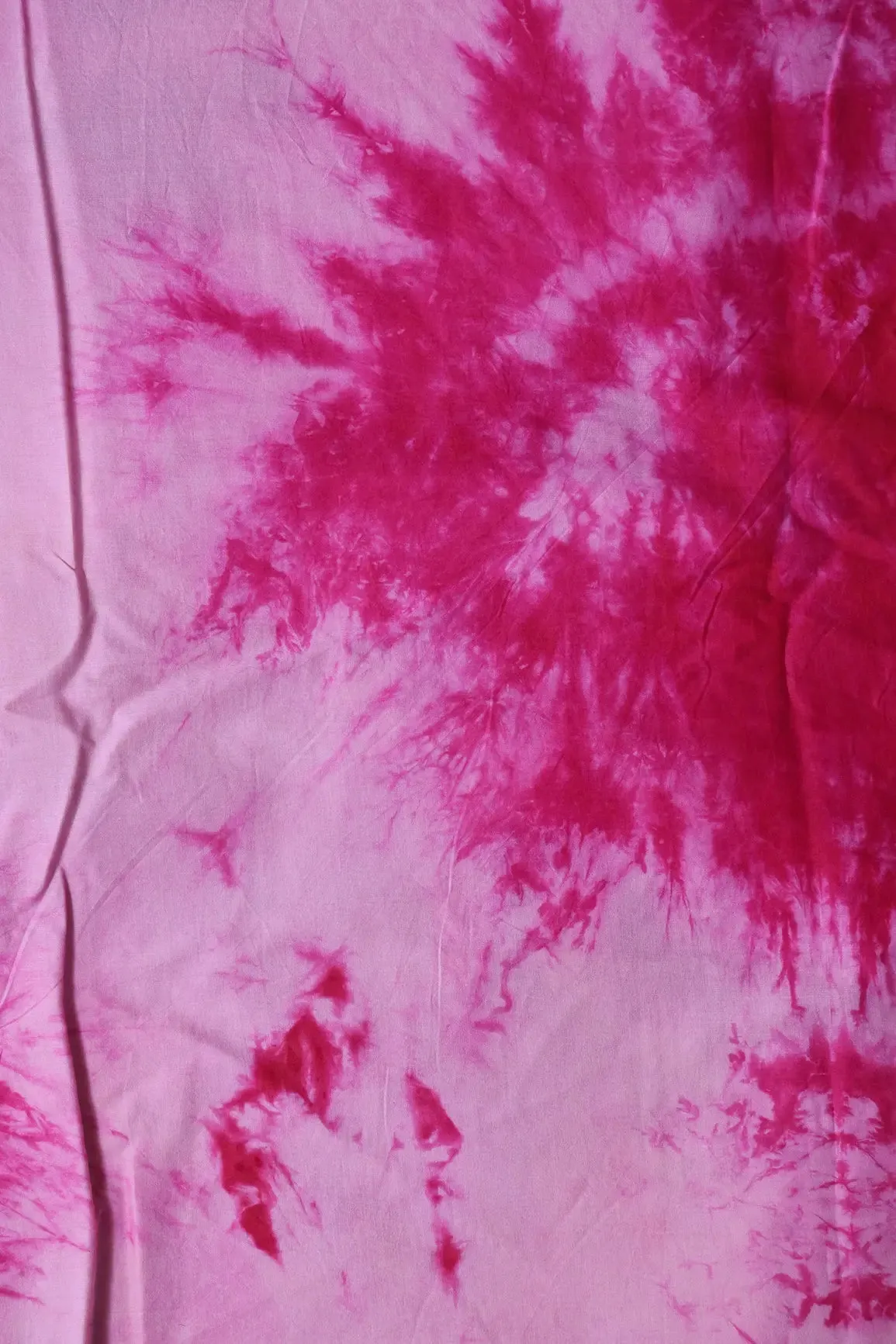 Pink And Off White Tie & Dye Shibori Print On Pure Cotton Fabric