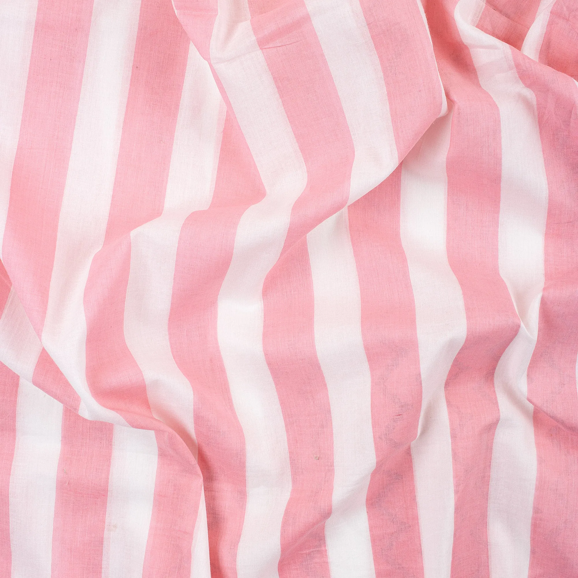 Pink Striped Printed Cotton Fabric