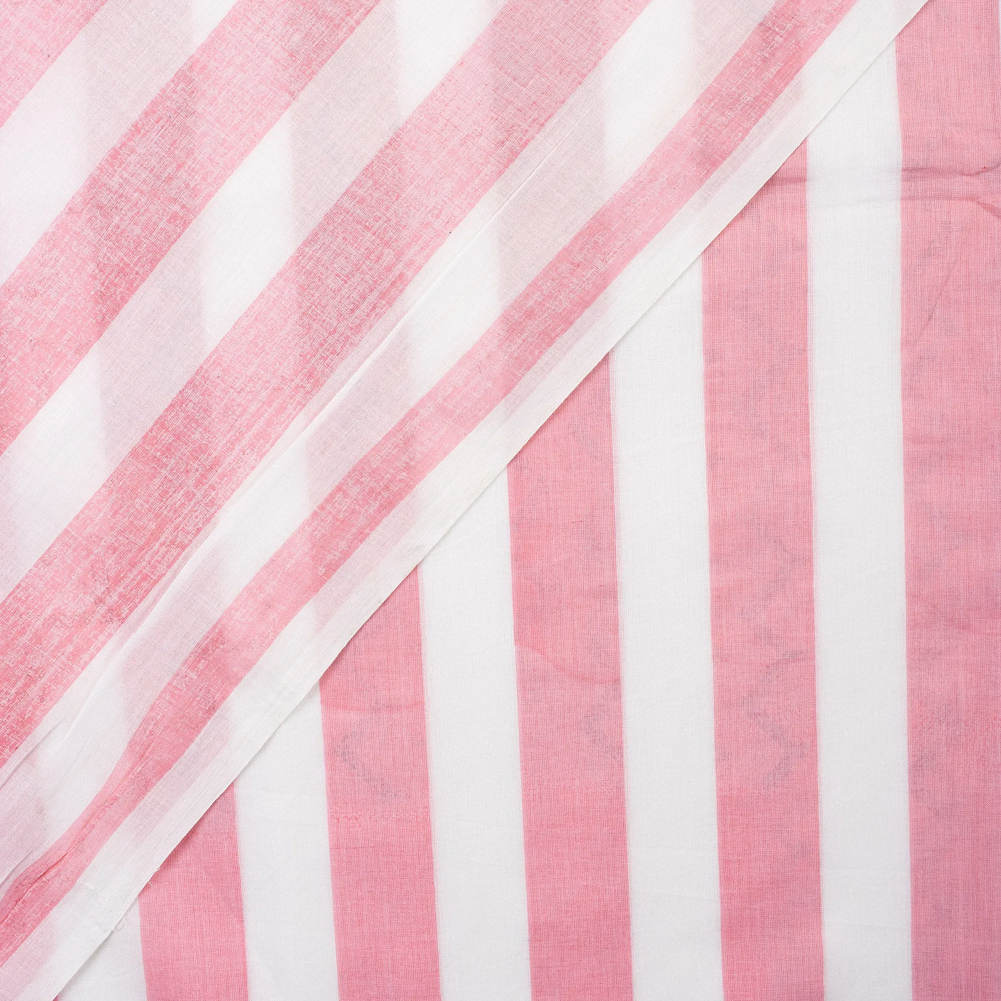 Pink Striped Printed Cotton Fabric