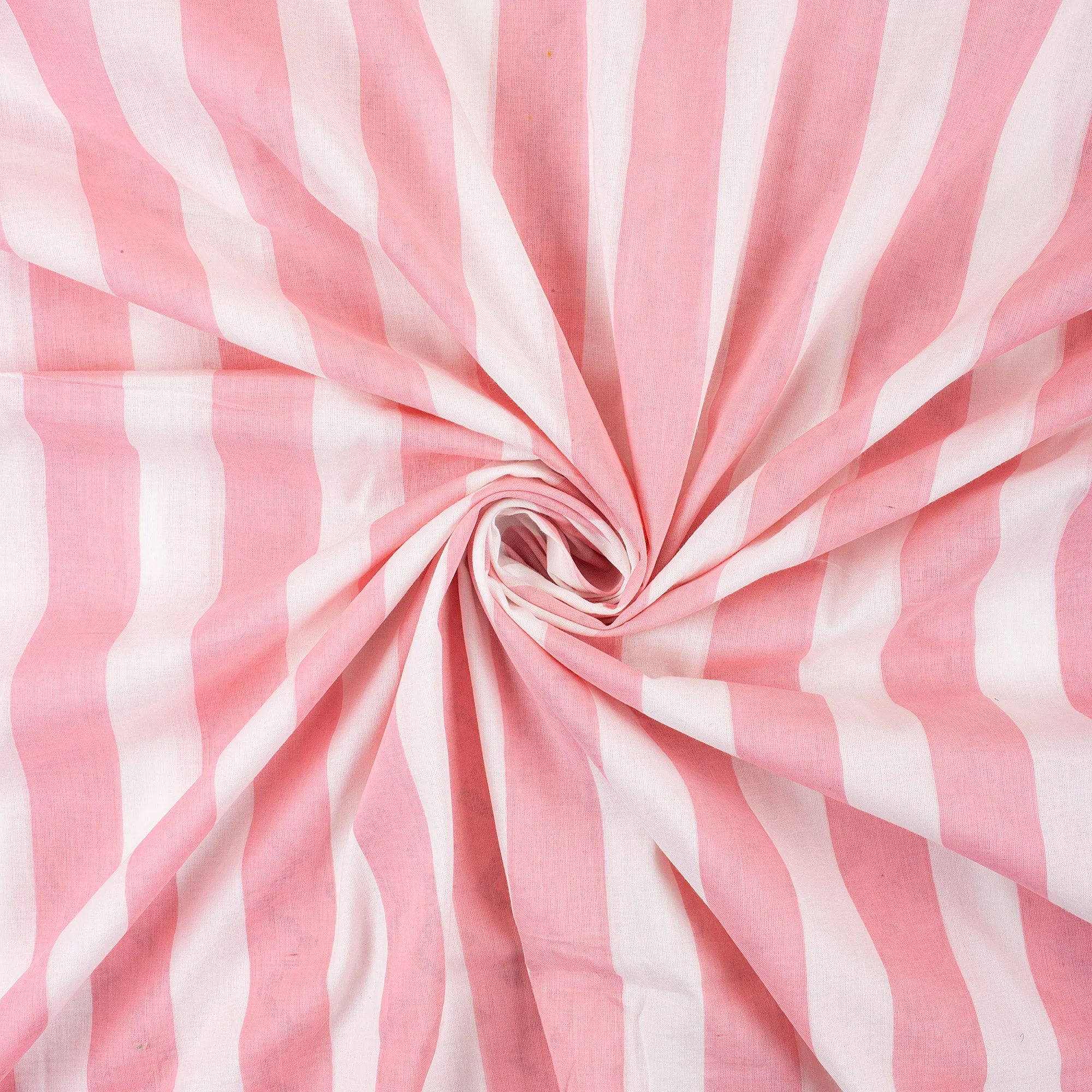 Pink Striped Printed Cotton Fabric