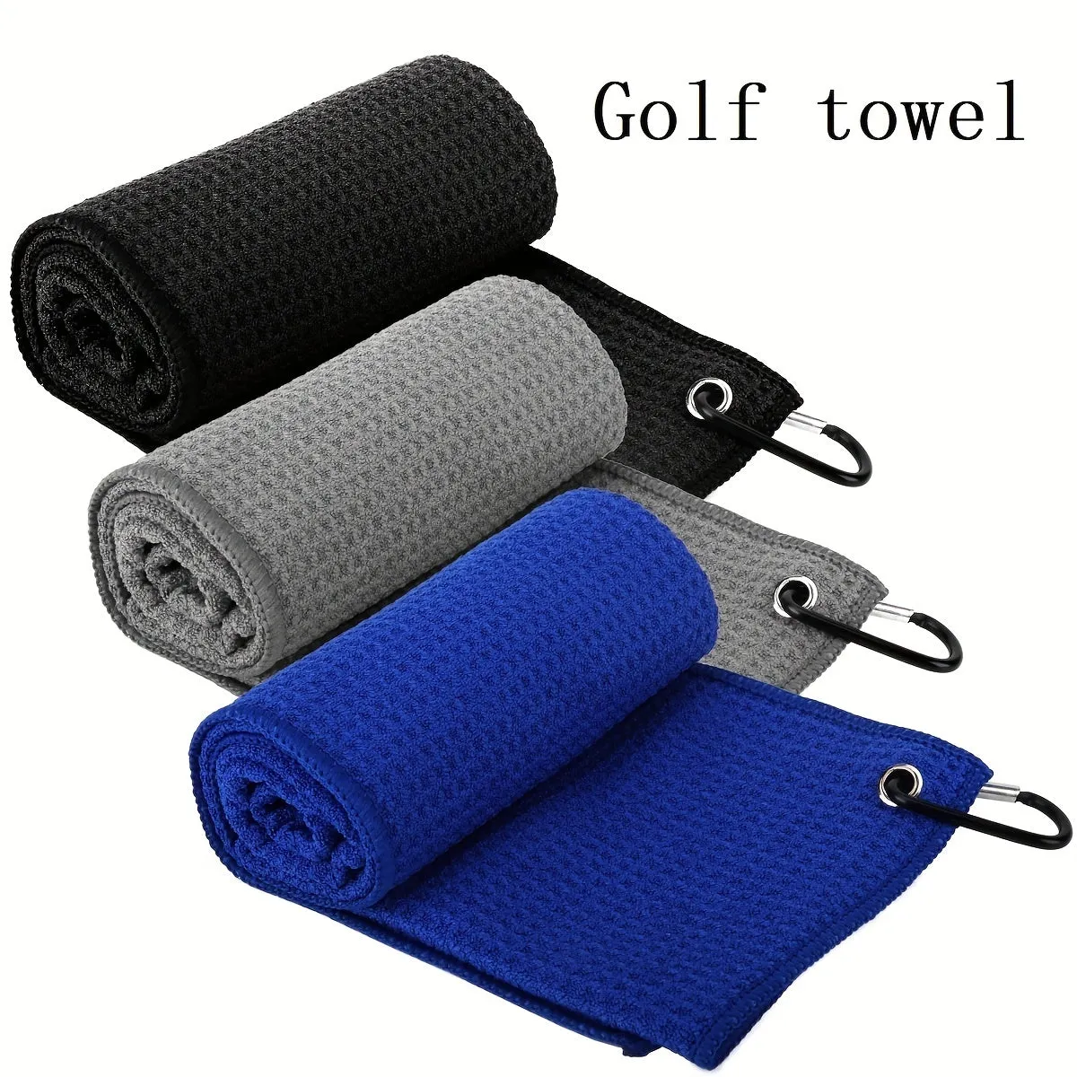 Premium Waffle Pattern Golf Towel with Convenient Hook