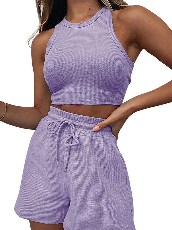 Relaxed-fit Sleeveless Knitted Top and Shorts