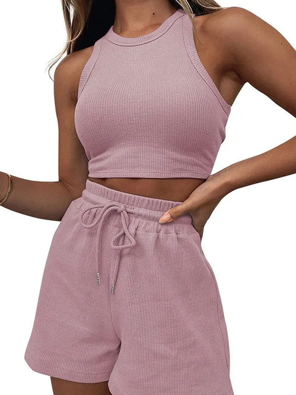 Relaxed-fit Sleeveless Knitted Top and Shorts