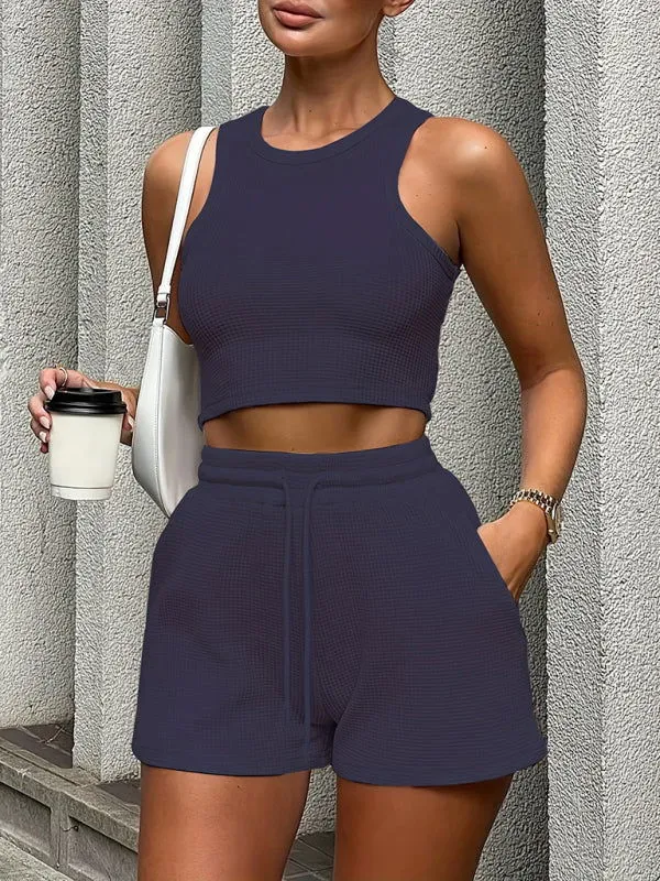Relaxed-fit Sleeveless Knitted Top and Shorts