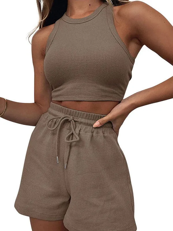 Relaxed-fit Sleeveless Knitted Top and Shorts