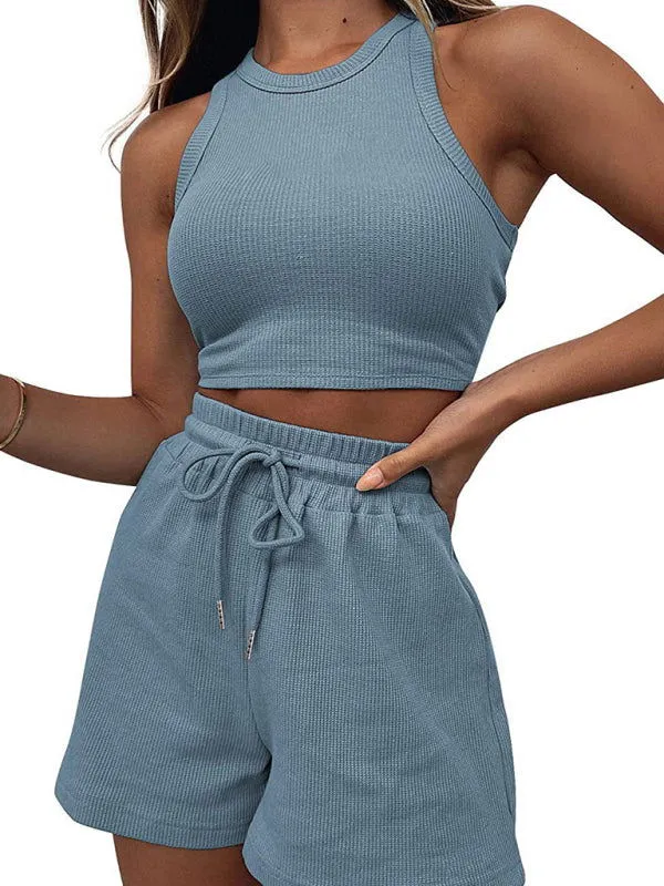 Relaxed-fit Sleeveless Knitted Top and Shorts