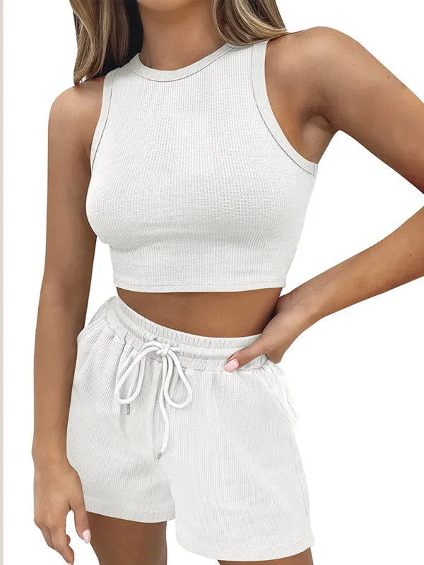 Relaxed-fit Sleeveless Knitted Top and Shorts