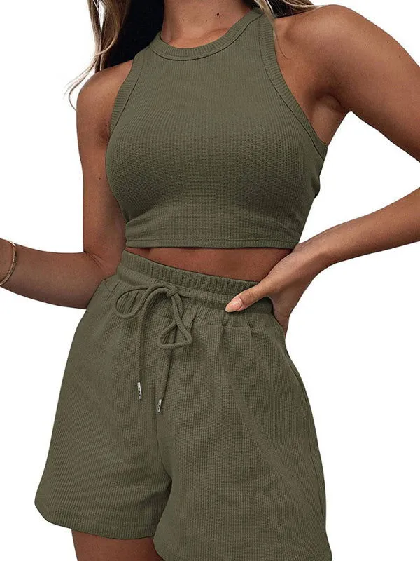 Relaxed-fit Sleeveless Knitted Top and Shorts