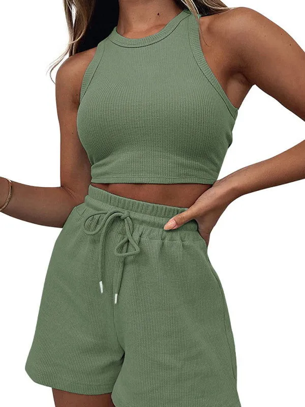 Relaxed-fit Sleeveless Knitted Top and Shorts
