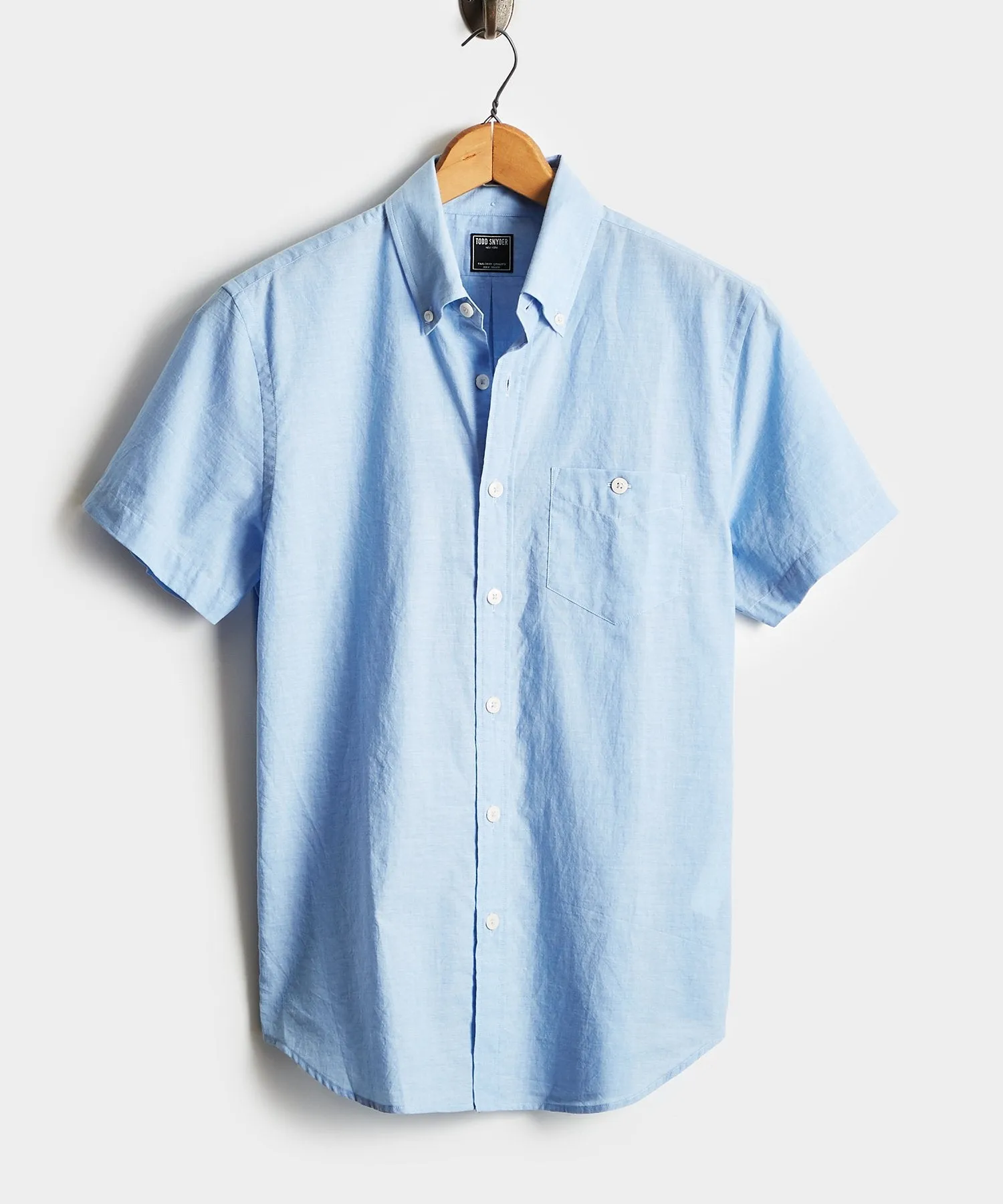 Saint Tropez Button Collar Short Sleeve Shirt in Light Blue