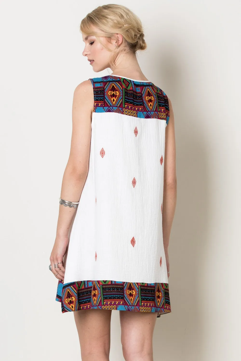 Santa Fe Sleeveless Dress, White