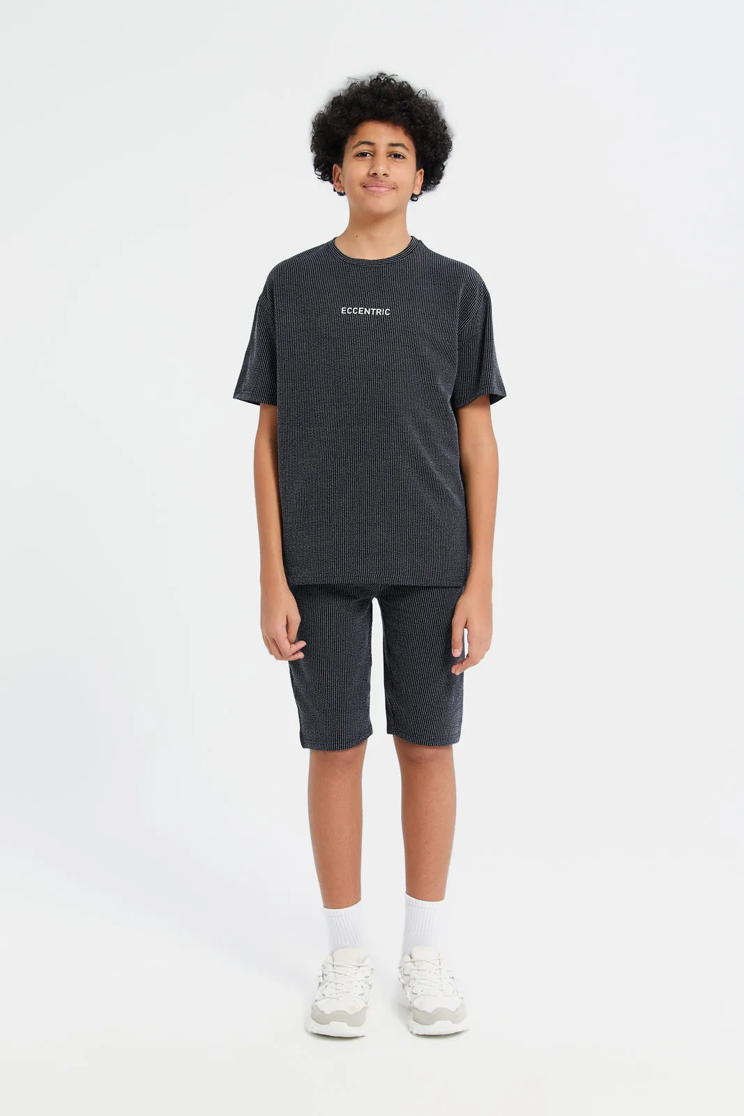 Senior Boys Black Eccentric Oversize Casual Set (2 Piece)
