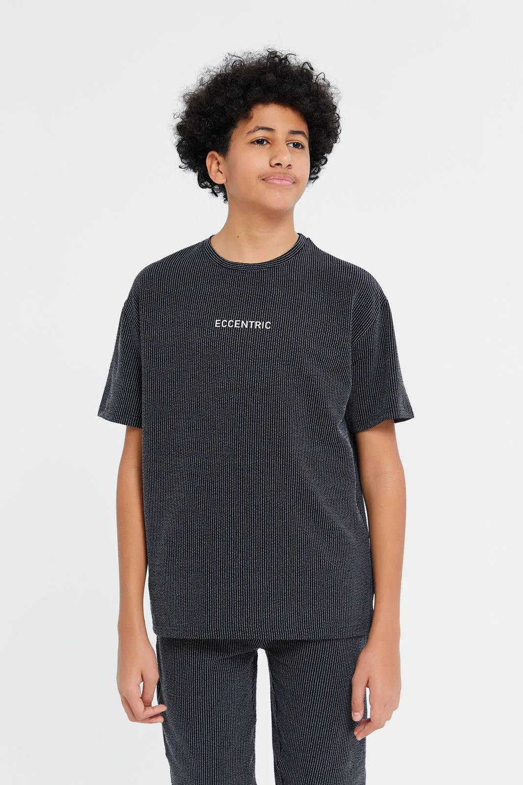 Senior Boys Black Eccentric Oversize Casual Set (2 Piece)