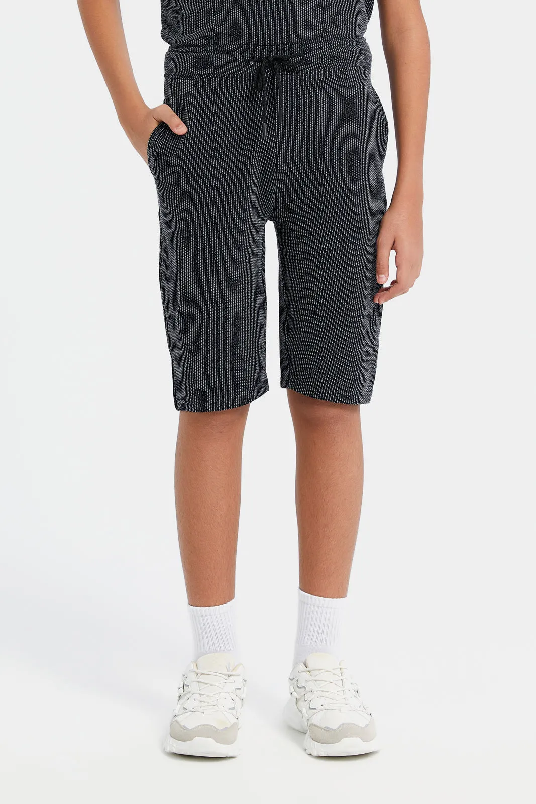 Senior Boys Black Eccentric Oversize Casual Set (2 Piece)