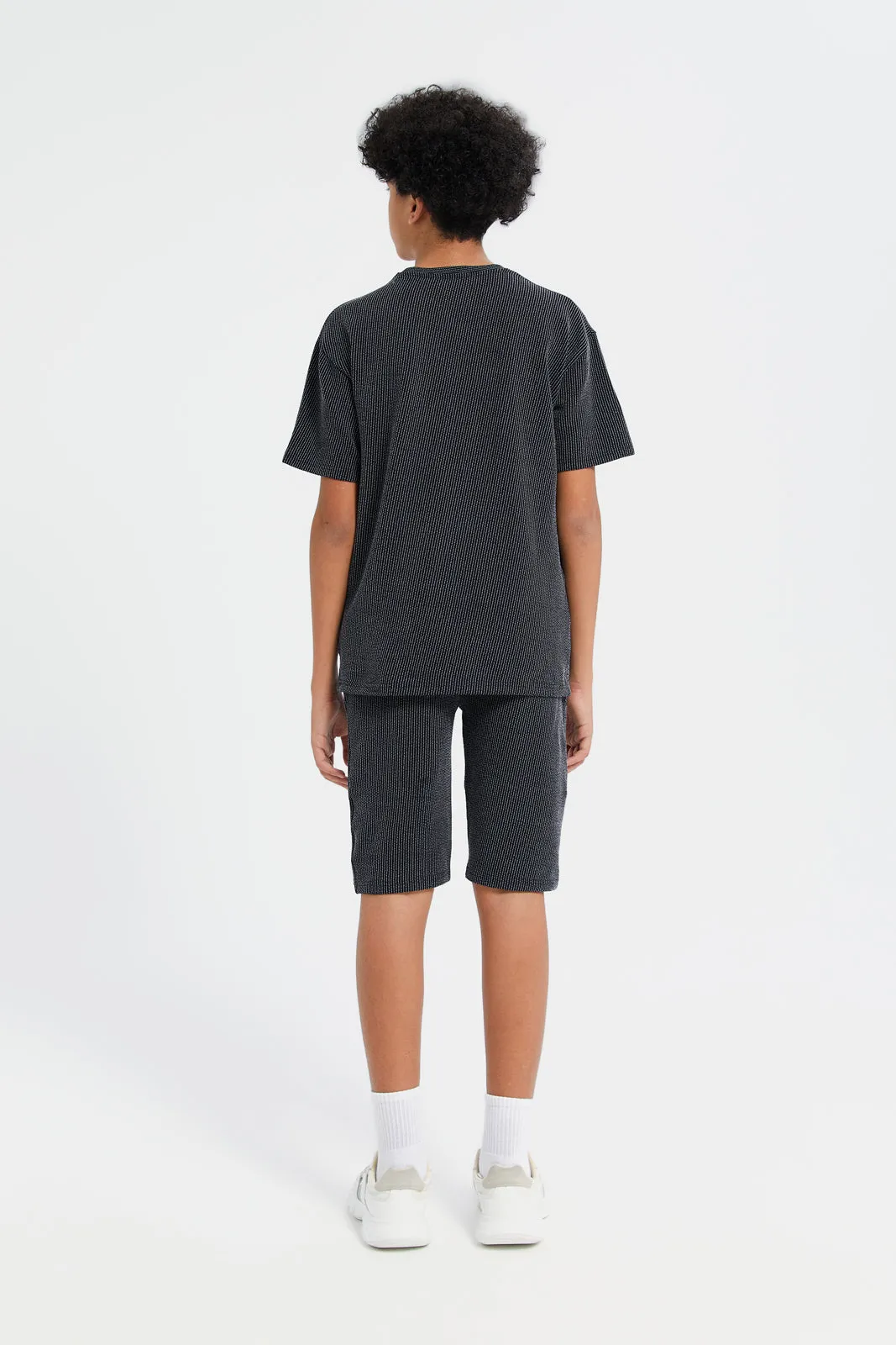 Senior Boys Black Eccentric Oversize Casual Set (2 Piece)