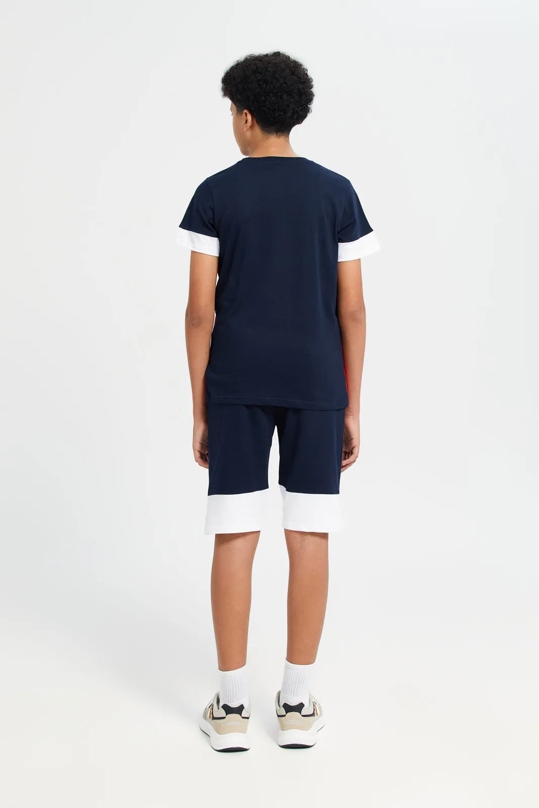 Senior Boys Navy And Red Hyper Print Casual Set (2 Piece)
