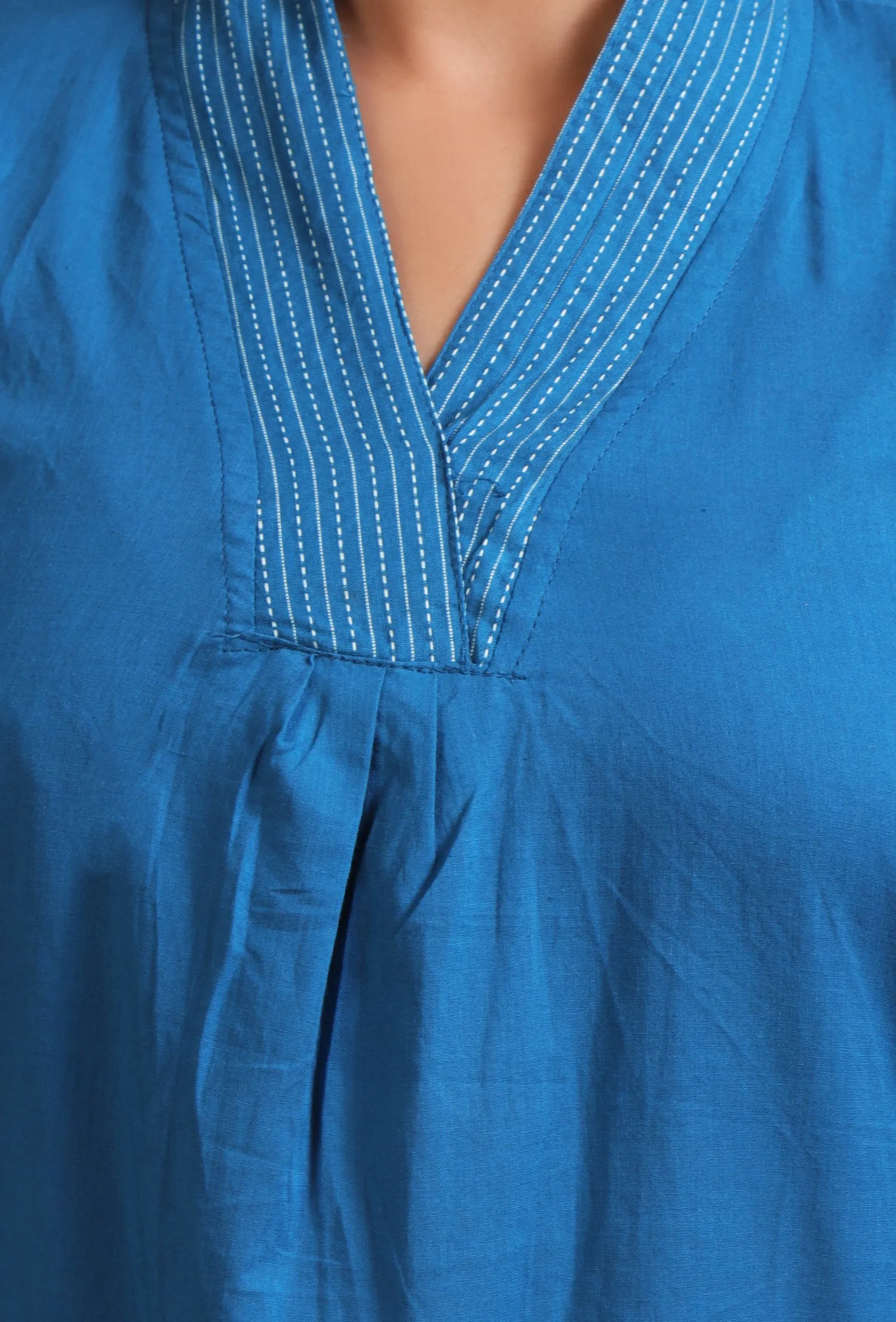 Set Of 2: Blue Cotton Solid Plain Kurta & Pant Set