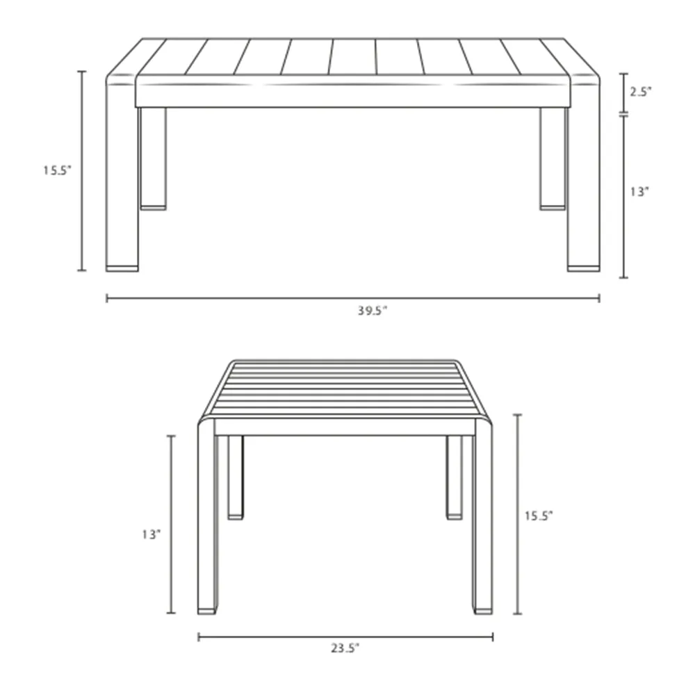 Shore Outdoor Patio Aluminum Coffee Table