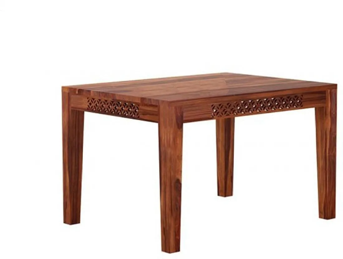 SHREE NATH JI CRAFT HOUSE Sheesham Wood 4 Seater Dining Table Set for Home Hall || Solid Wood Dining Table with 2 Cushion Chairs and Bench for Hotels || Dining Room Sets - Honey Finish