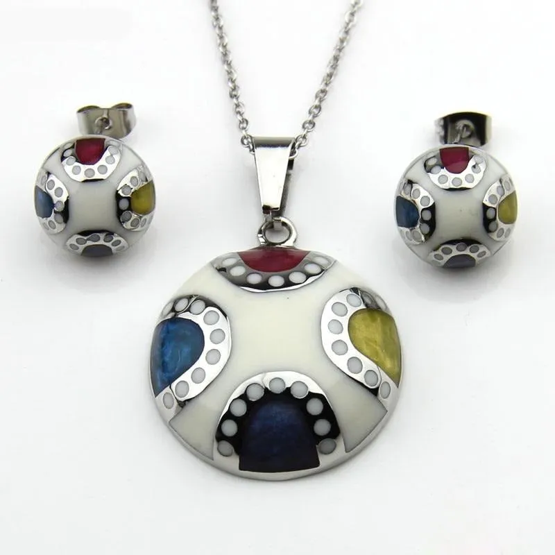 Stainless Steel Jewelry Half Ball Shape Blue Resin Jewelry Set for Women in Silver Color