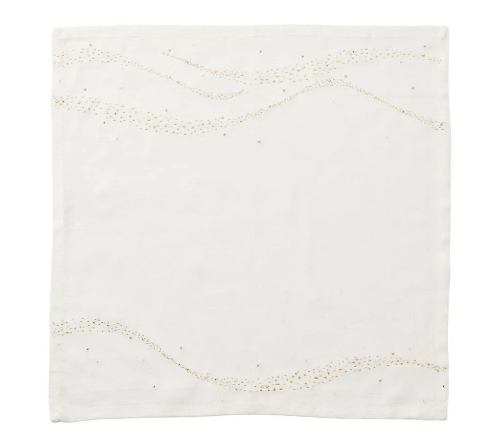 Star Spray Napkin in White & Gold & Silver, Set of 4