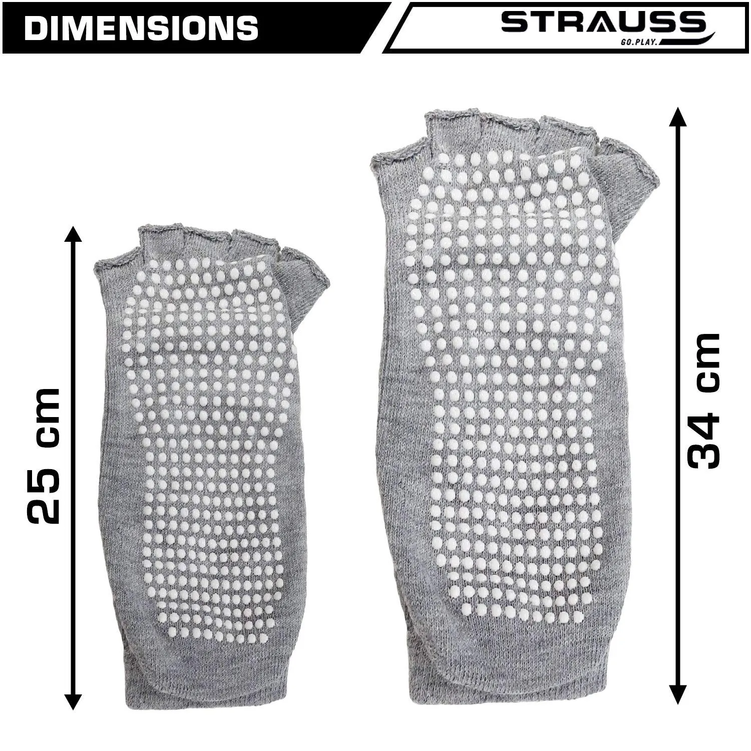 STRAUSS Women Yoga Socks |Non-Slip Grips, Ideal for Pilates, Pure Barre, Ballet, Dance, Barefoot Workout Small, (Grey)