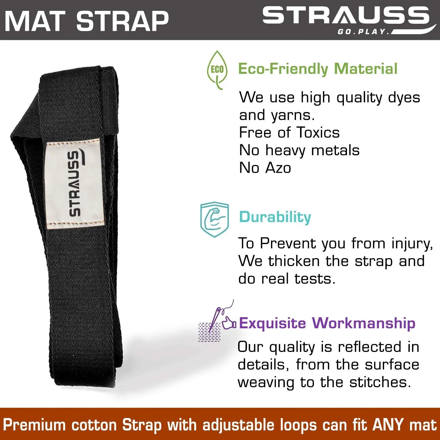 Strauss Yoga Mat, 6mm (Grey) and Cooling Towel, 80 cm, (Grey)
