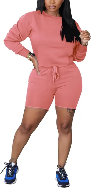 TOPSRANI Womens Two Piece Outfits Bodycon Tracksuit Sweatsuits Solid Jogger Biker Workout Lounge Long Sleeve Pant Sets