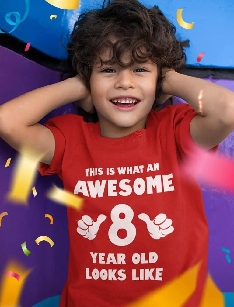 Tstars 8th Birthday Shirts for Boys Girls This is What an Awesome 8 Year Old Looks Like Youth Kids T-Shirt