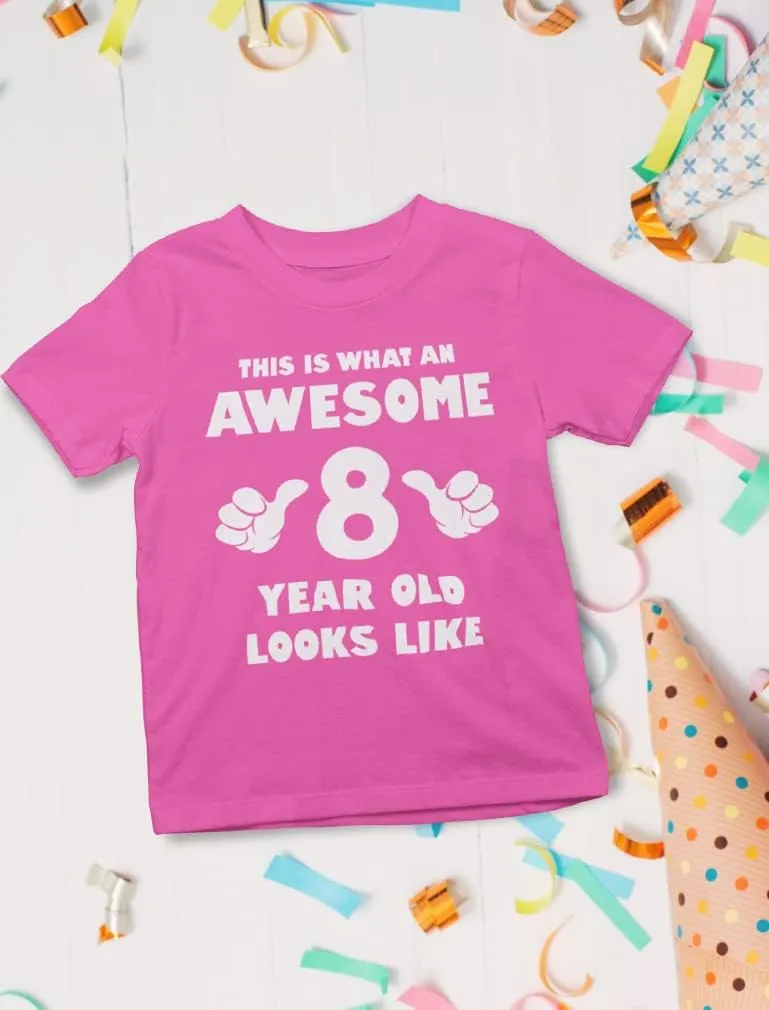 Tstars 8th Birthday Shirts for Boys Girls This is What an Awesome 8 Year Old Looks Like Youth Kids T-Shirt