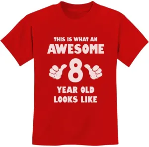 Tstars 8th Birthday Shirts for Boys Girls This is What an Awesome 8 Year Old Looks Like Youth Kids T-Shirt