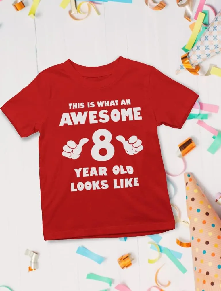 Tstars 8th Birthday Shirts for Boys Girls This is What an Awesome 8 Year Old Looks Like Youth Kids T-Shirt