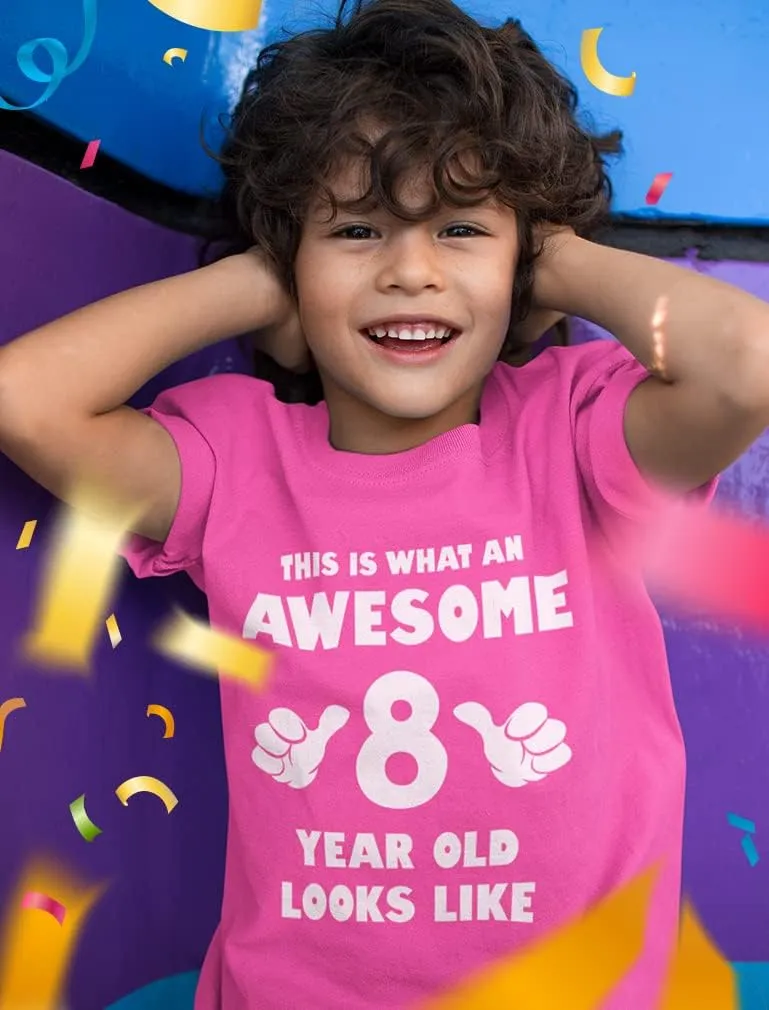 Tstars 8th Birthday Shirts for Boys Girls This is What an Awesome 8 Year Old Looks Like Youth Kids T-Shirt