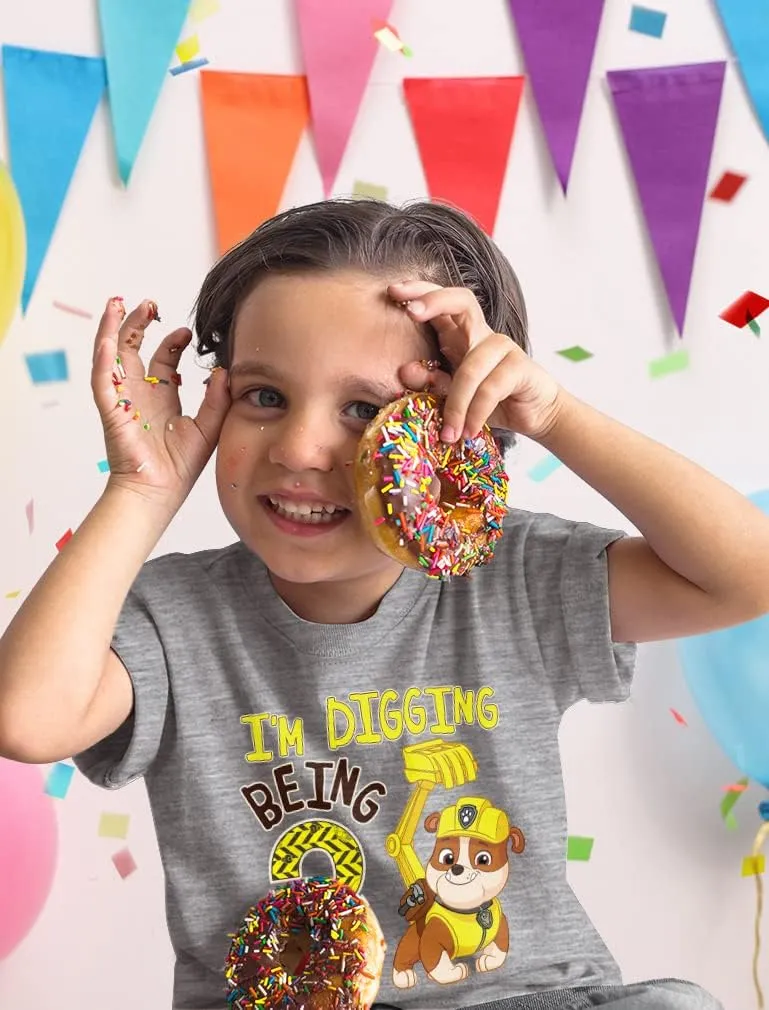Tstars Rubble 3rd Birthday Boy Digging Being 3 Shirt Gifts for Three Years Old Boys Bday Paw Patrol Toddler Kids T-Shirt
