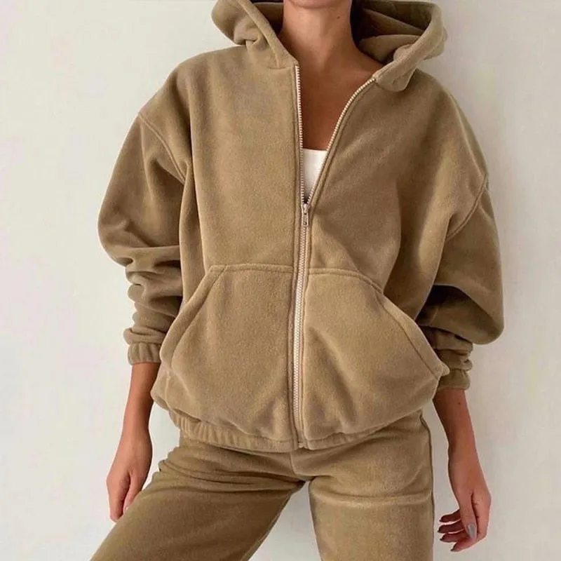 Wenkouban Back To School Women Autumn Winter Fashion Hooded Zipper Outerwear And Harem Pant Suit Female Casual Tracksuit Two Piece Sets