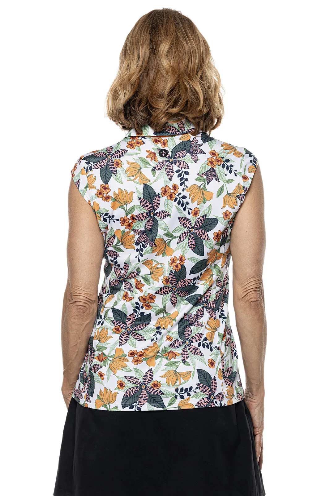 Women's Dew-Sweeper Sleeveless Golf Polo  |  Apricot Crush Floral Paradise