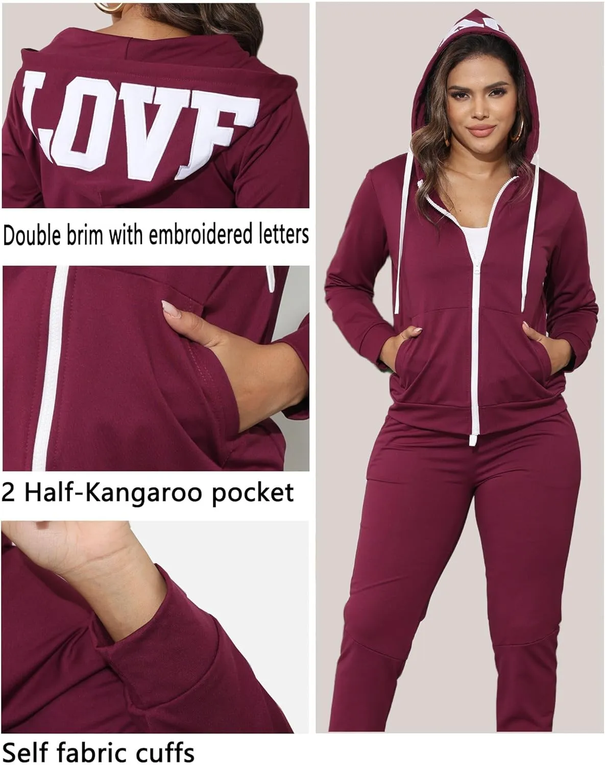 Womens Sweatsuits 2 Piece Set Zip Up Hoodie Lounge Sets Long Sleeve and Pants Tracksuit Casual Jogger Sets