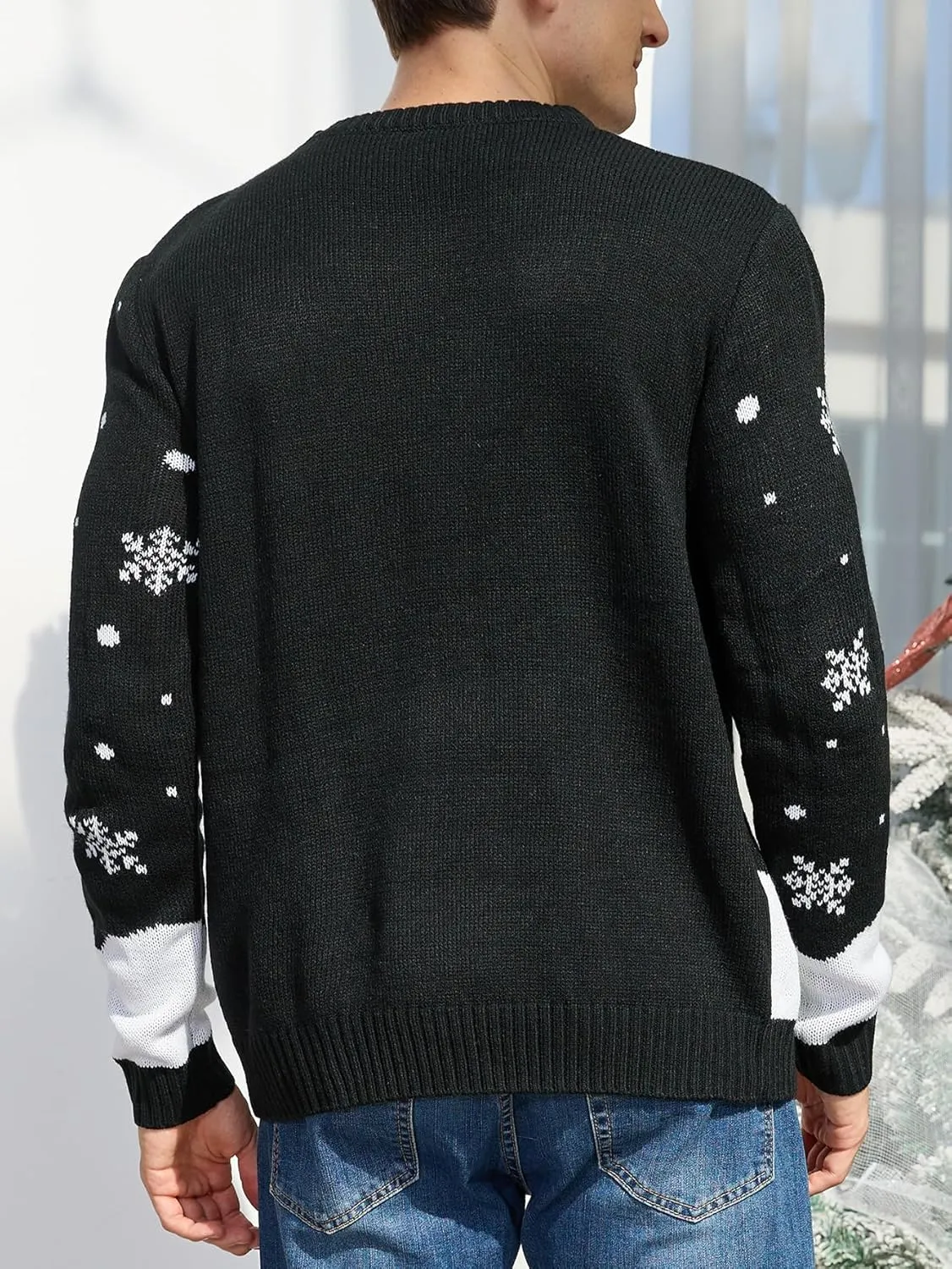 YIJIU Men's Ugly Christmas Sweater Long Sleeve Crew Neck Knitted Sweaters Xmas Holiday Funny Pullover Knitwear Tops