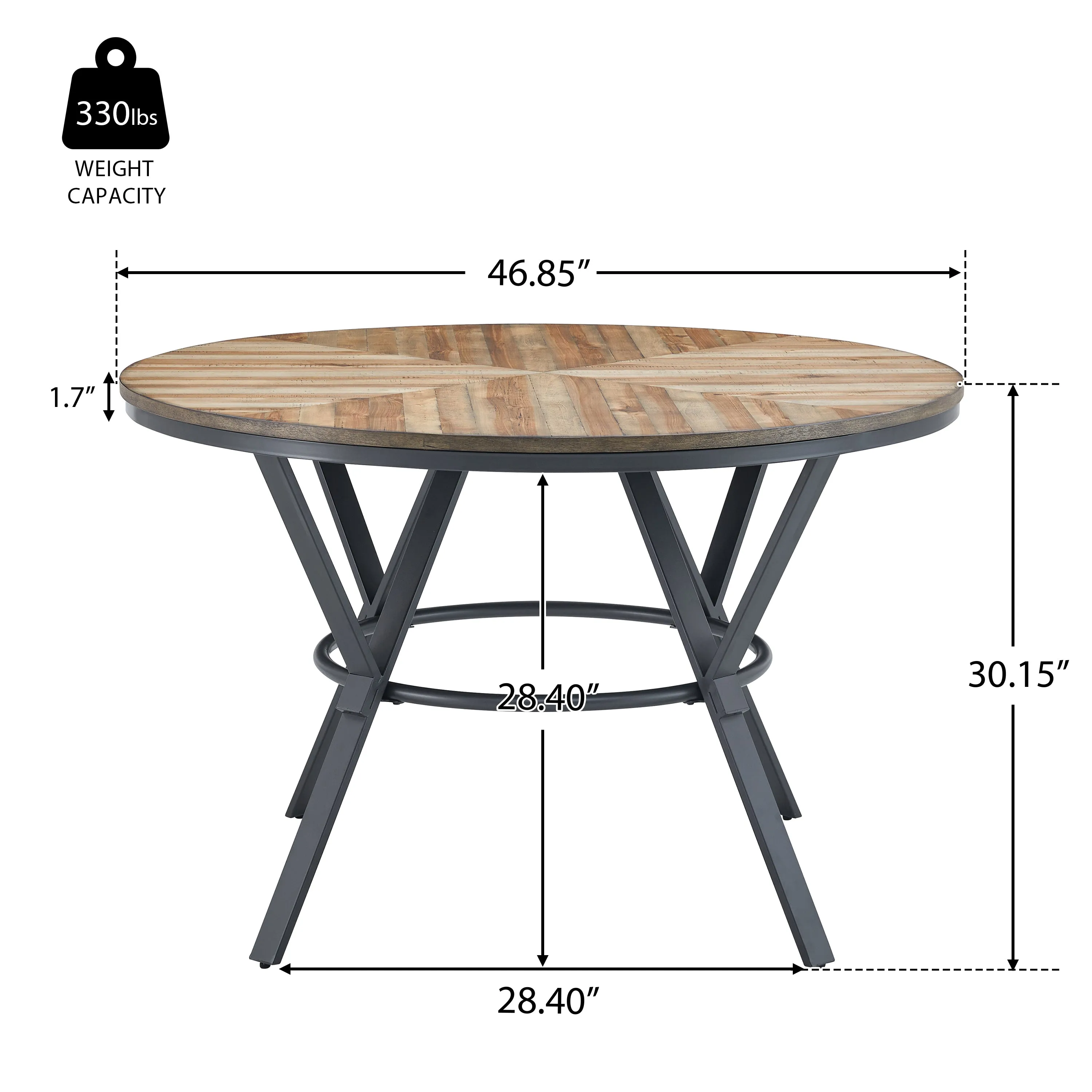 Zestia Modern Round Wood Dining Table, Light Birch   Black