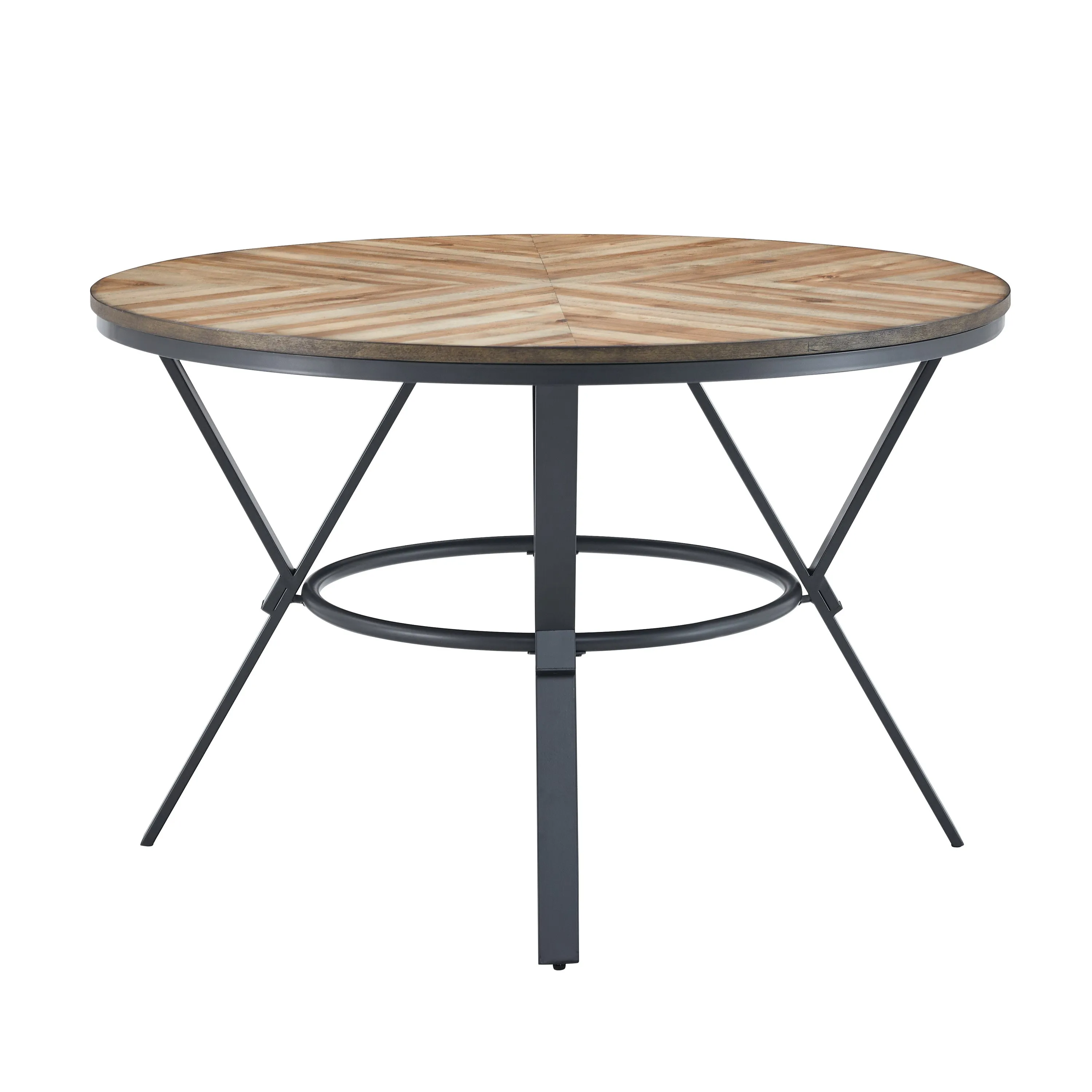 Zestia Modern Round Wood Dining Table, Light Birch   Black